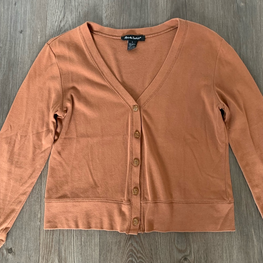 Alexandra Bartlett Brown Button-Down Cardigan - image 2